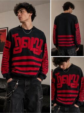 KTZ Kokon To Zai Black Red Graphic Crewneck Sweatshirt Streetwear